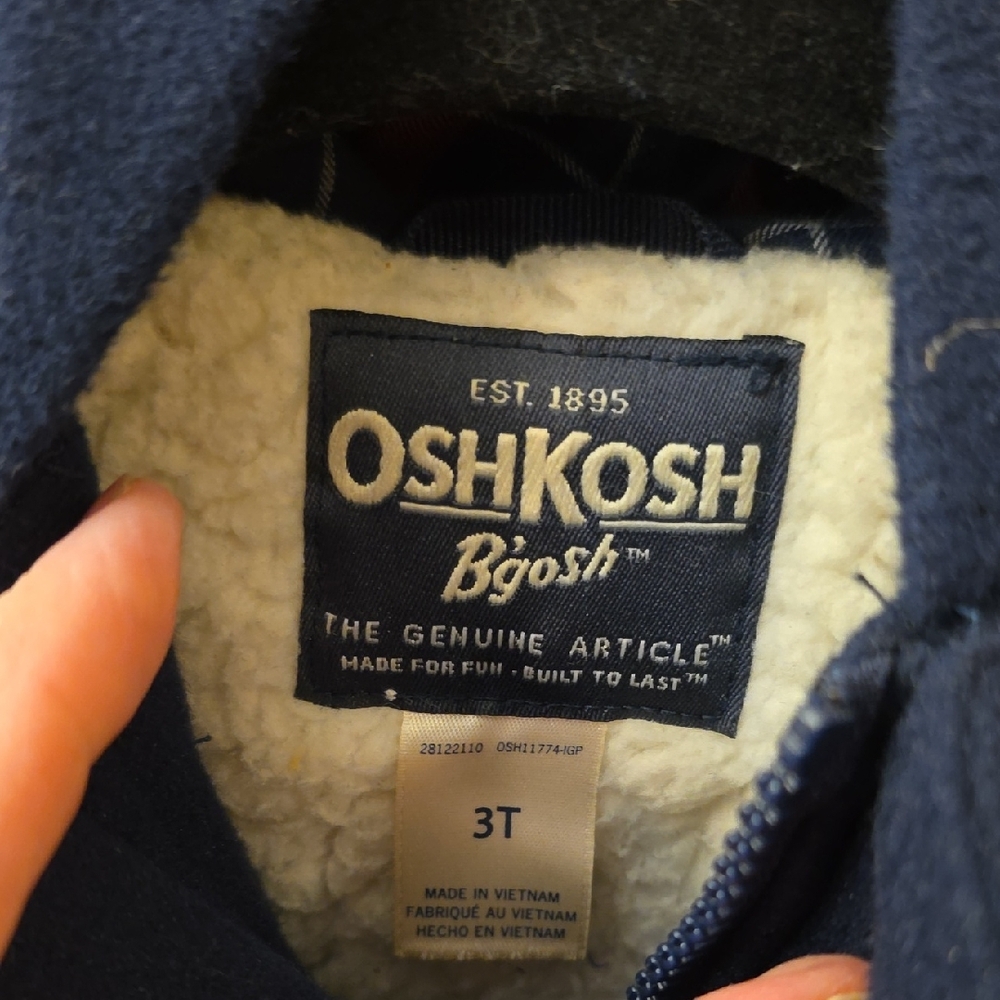 Oshkosh Blue Winter Pea Coat Hooded 3t - Picture 2 of 4